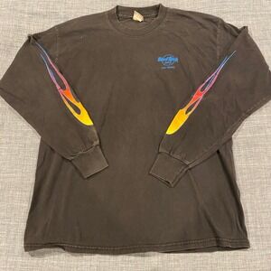 Vintage Hard Rock Hotel Las Vegas The Joint Flame Long Sleeve Shirt Mens L Black